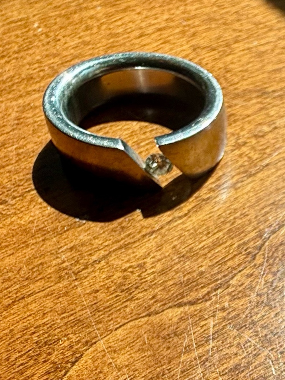 Stainless Steel Tension .20 ct high quality Diamond Ring Modern Wide Band Size 8